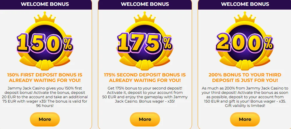 Jammy Jack casino bonuses